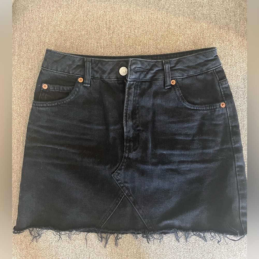 Topshop Black Denim Mini Skirt